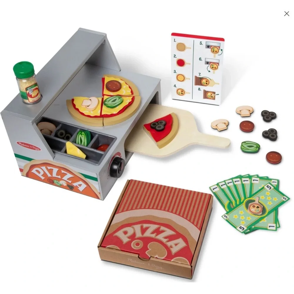 Melissa & Doug Top & Bake Wooden Pizza Counter Play Set (41 Pcs) - New In Box